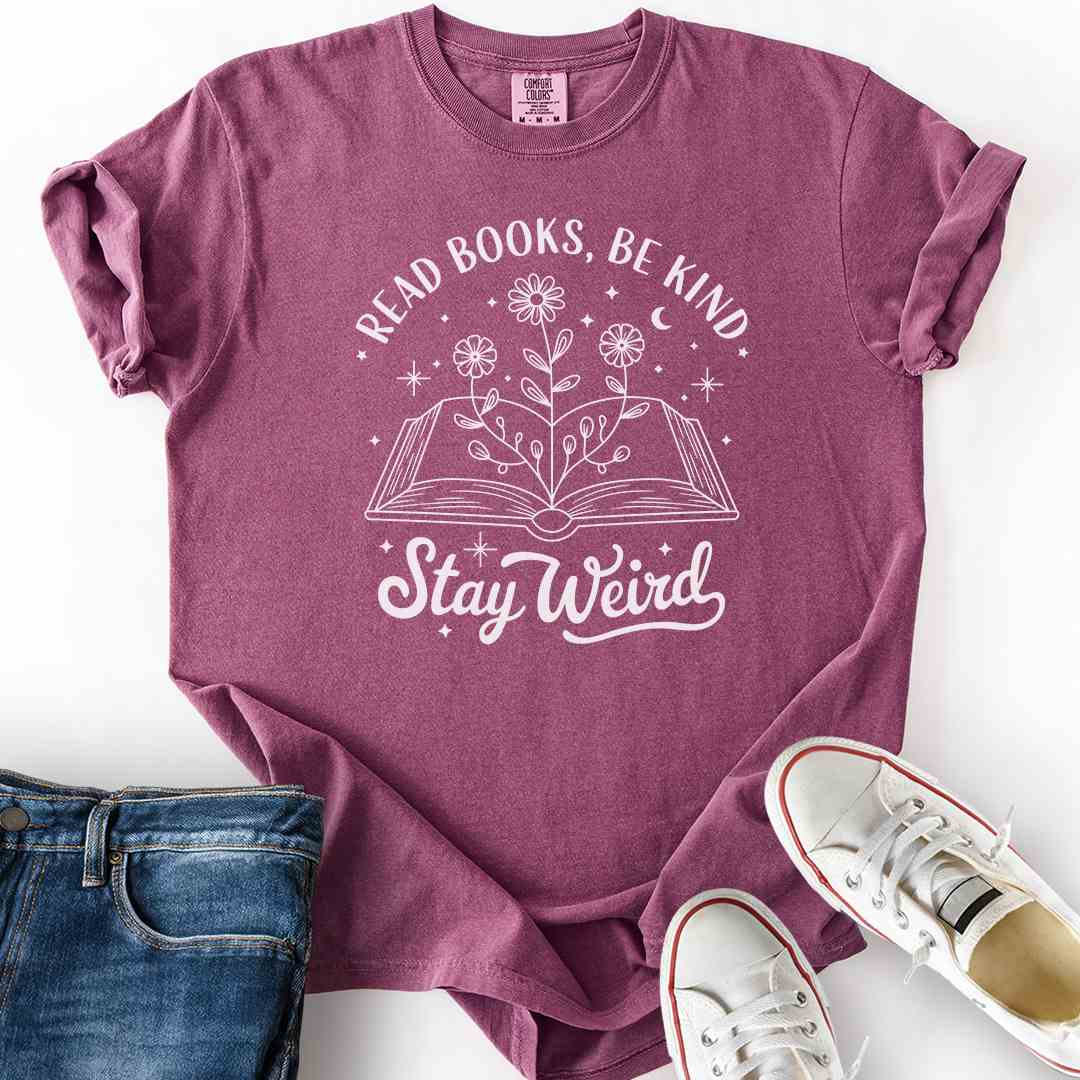 Be Kind Stay Weird Open Book T-Shirt