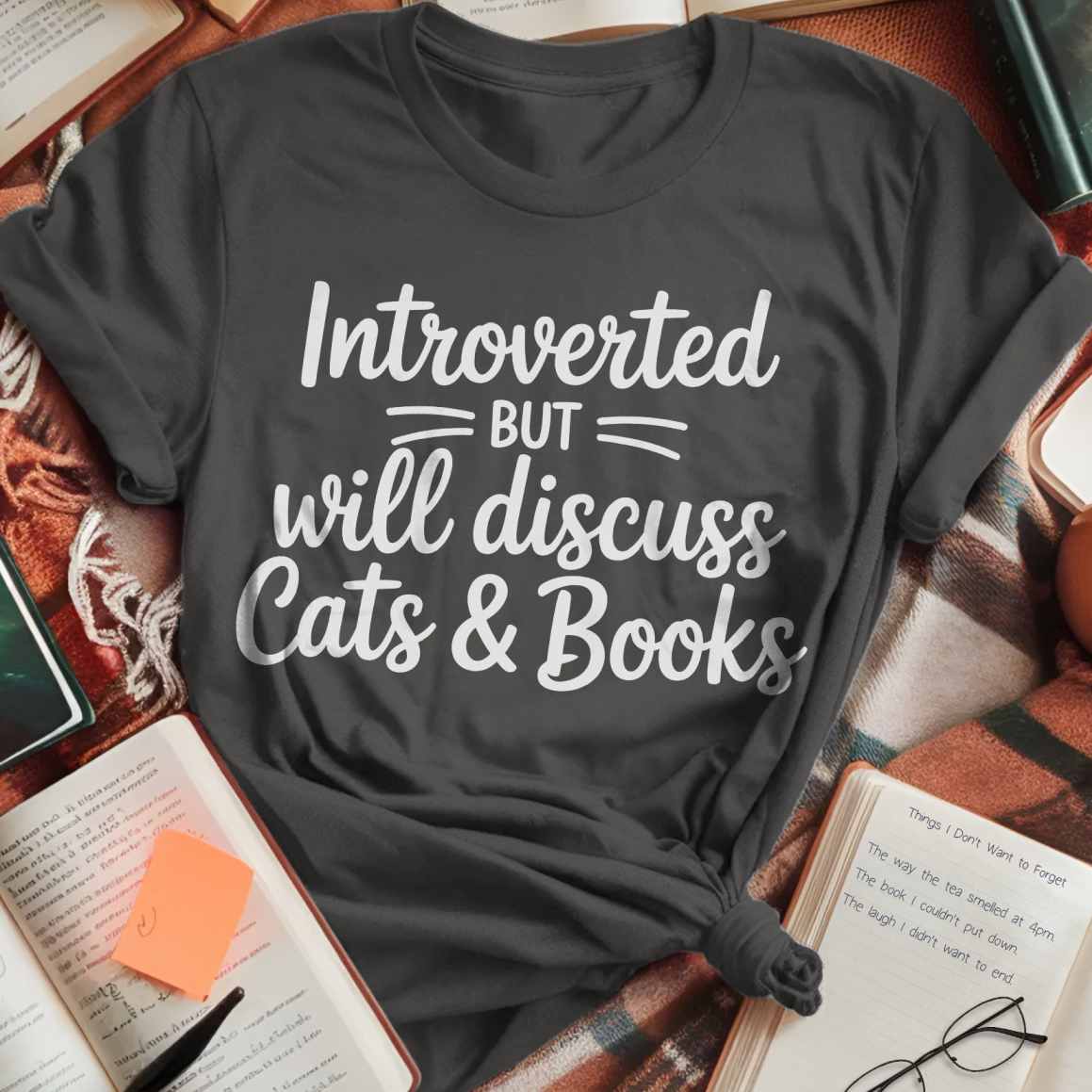 Introverted Cats And Books T-Shirt