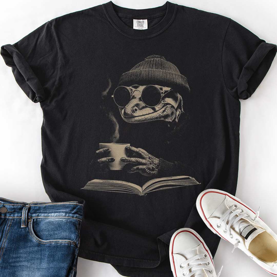 Lowkey Lizard Coffee Book T-Shirt