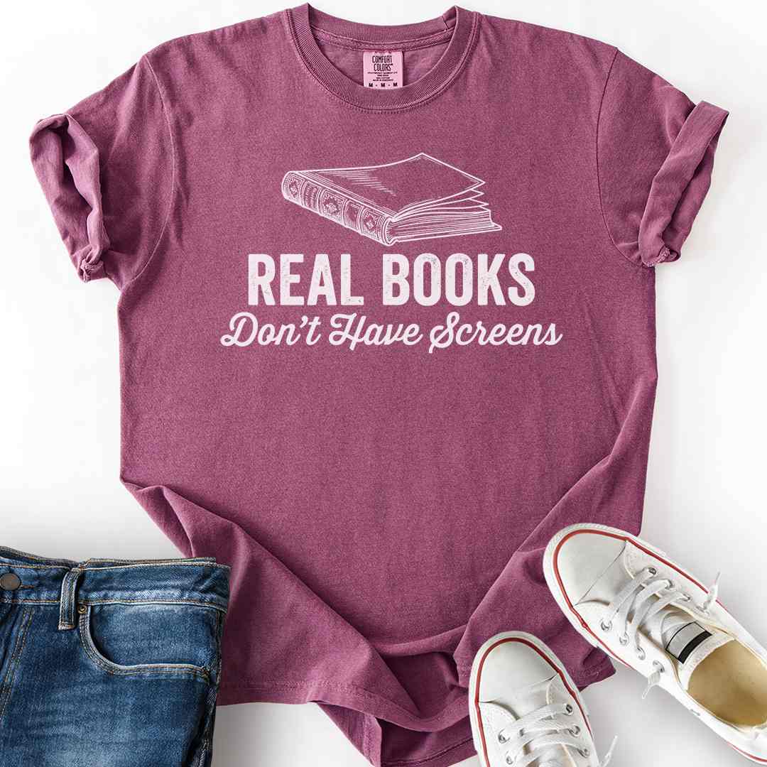 Real Books No Screens T-Shirt