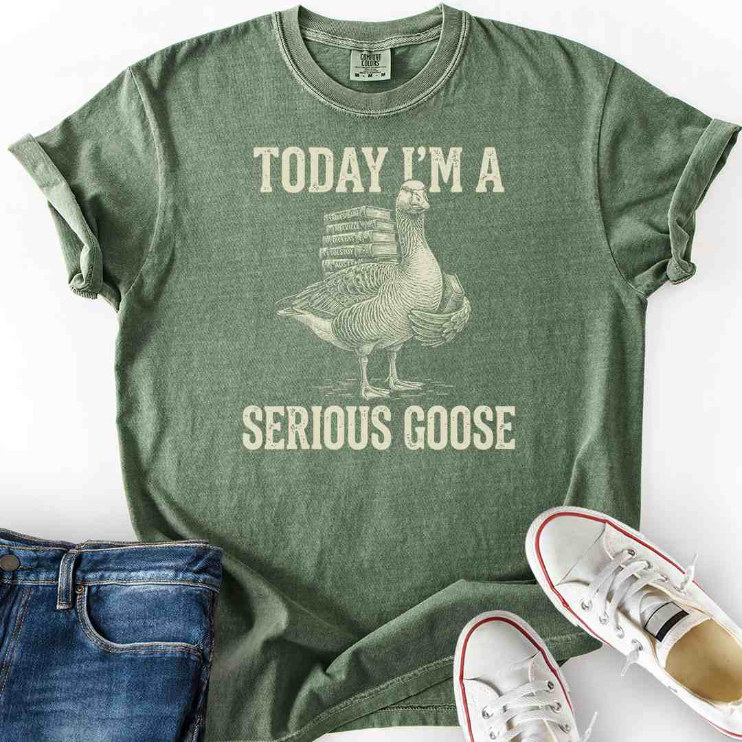 Serious Goose Reading T-Shirt