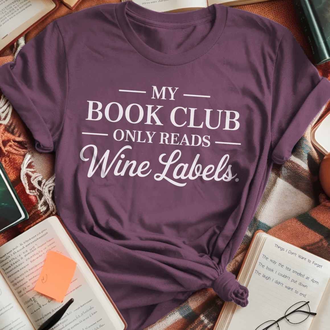 Book Club Reads Wine Labels T-Shirt