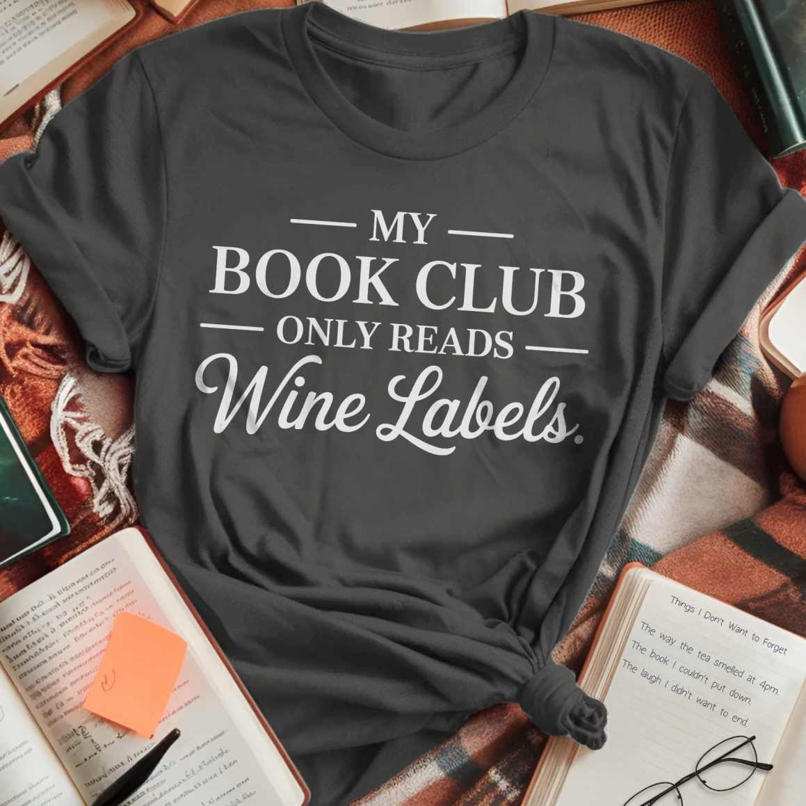 Book Club Reads Wine Labels T-Shirt