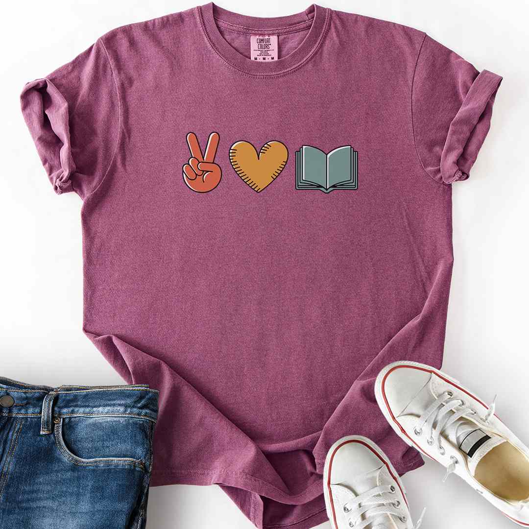 Peace Love Book T-Shirt