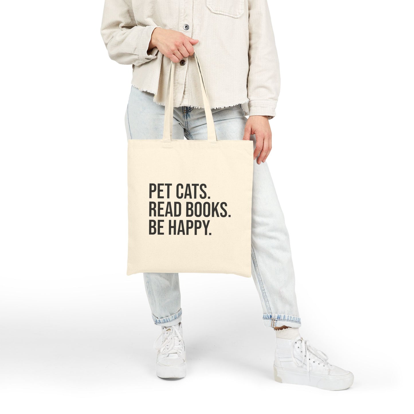 Pet Cats Read Books Cotton Canvas Tote Bag