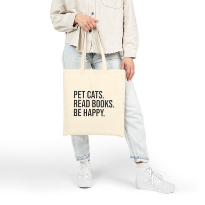 Pet Cats Read Books Cotton Canvas Tote Bag