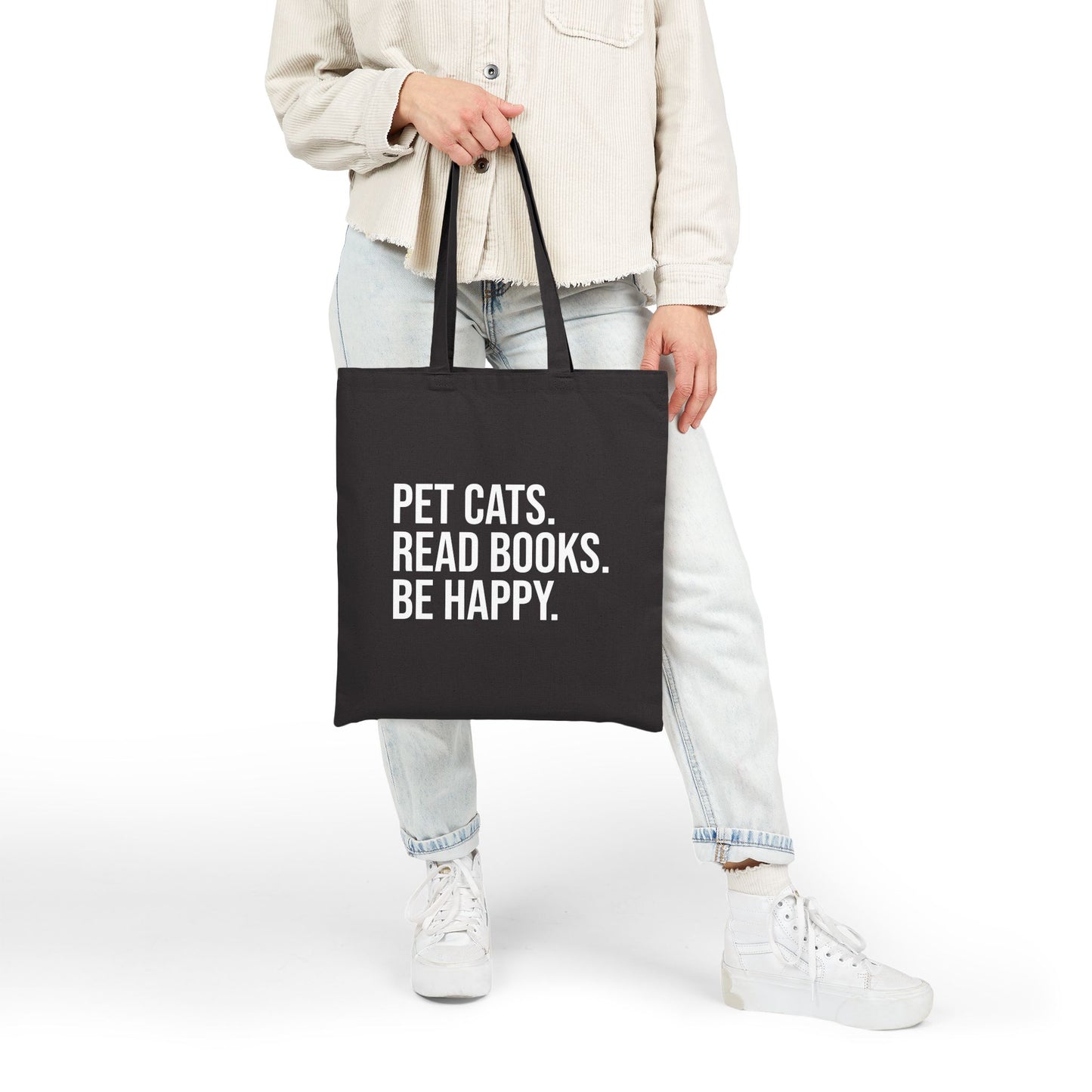 Pet Cats Read Books Cotton Canvas Tote Bag