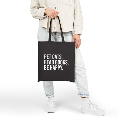 Pet Cats Read Books Cotton Canvas Tote Bag