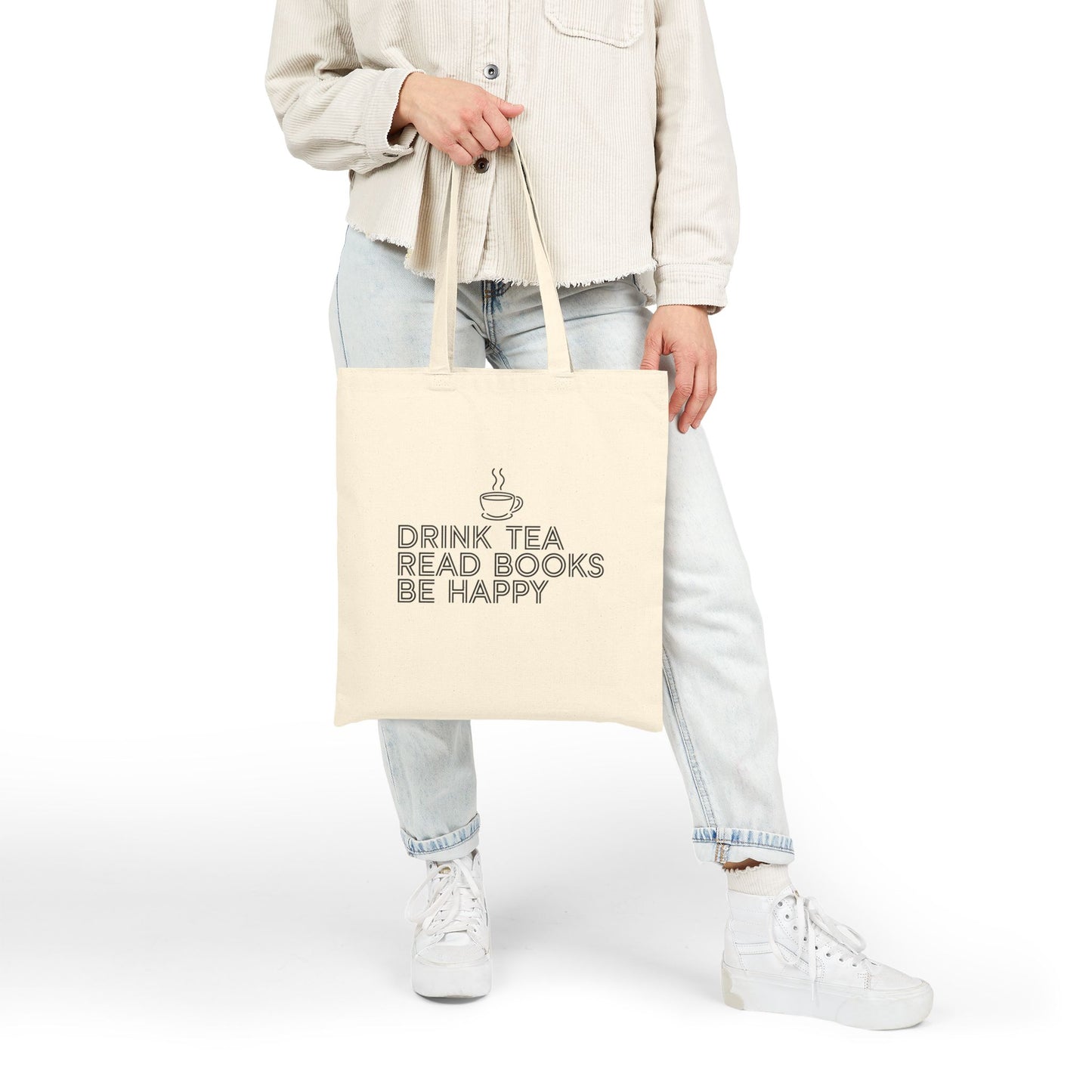 Drink Tea Read Books Cotton Canvas Tote Bag