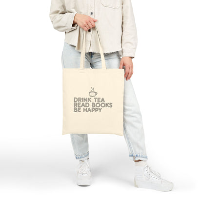 Drink Tea Read Books Cotton Canvas Tote Bag