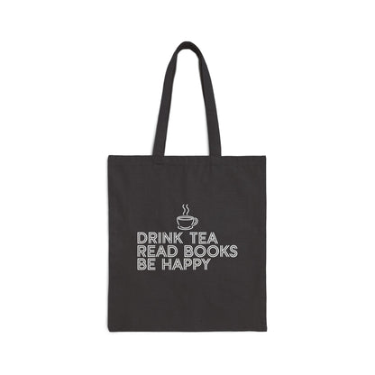Drink Tea Read Books Cotton Canvas Tote Bag
