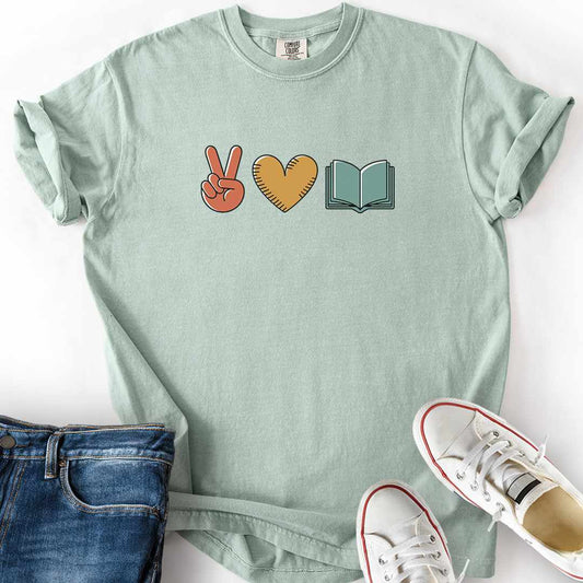 Peace Love Book T-Shirt
