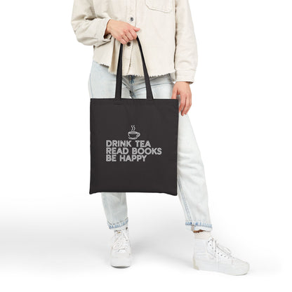 Drink Tea Read Books Cotton Canvas Tote Bag