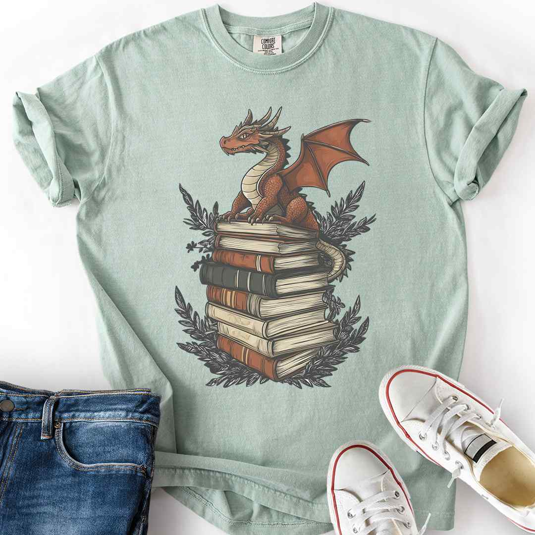 Mini Dragon Fantasy T-Shirt bookish fantasy apparel printed in USA bay