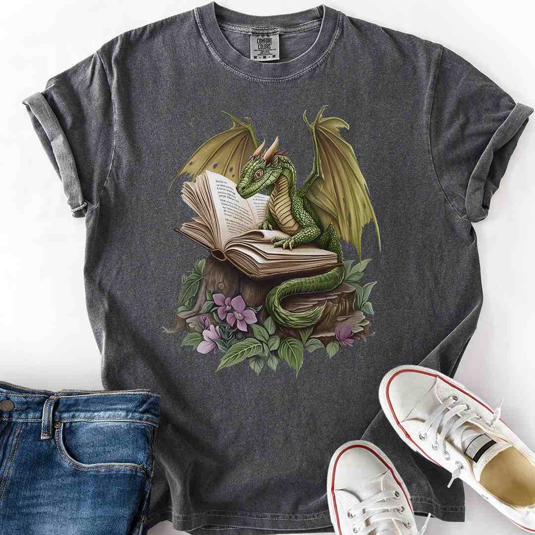 Gentle Green Dragon and Book T-Shirt
