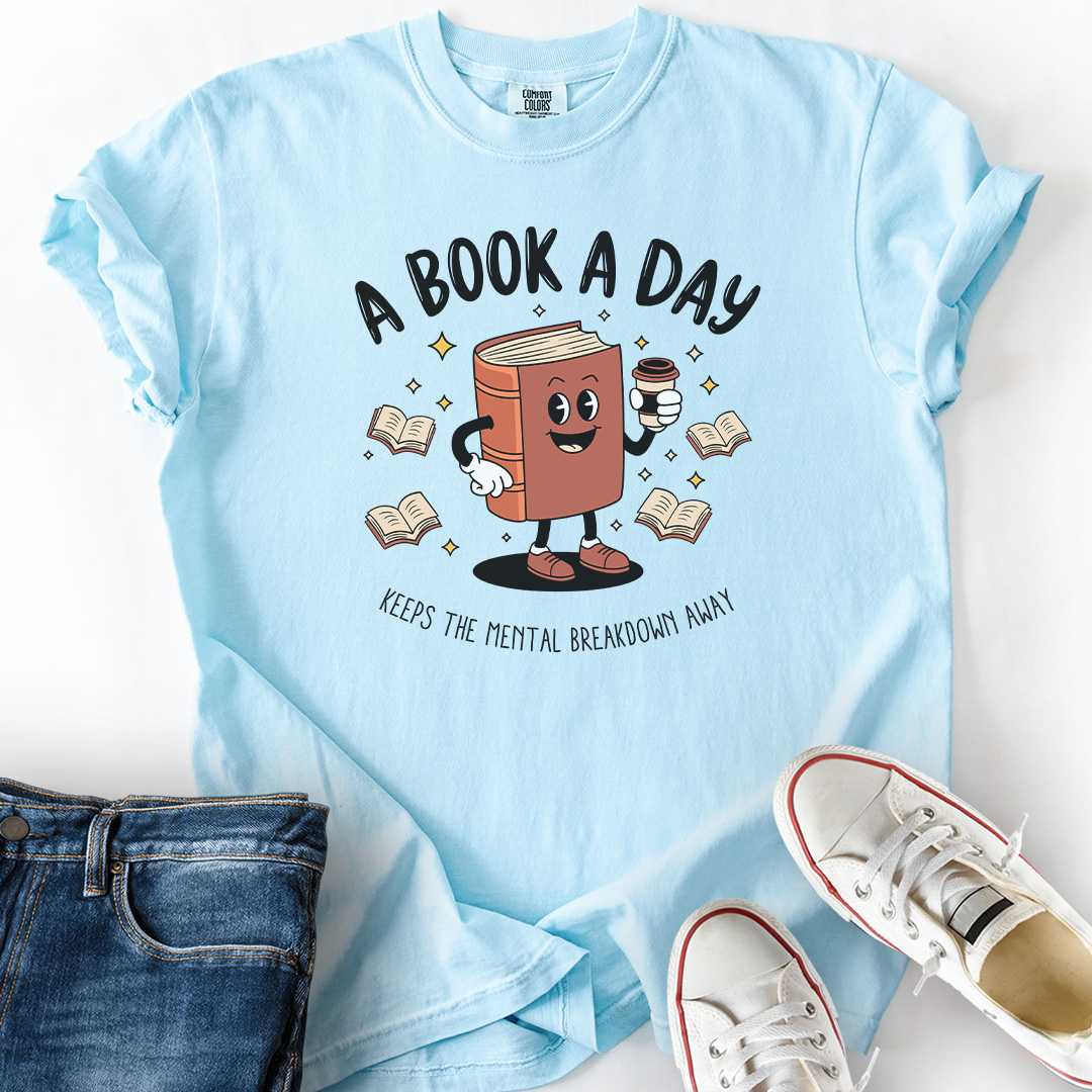 Book A Day Keeps Mental Breakdown Away shirt bookish humor gift USA chambray shirt