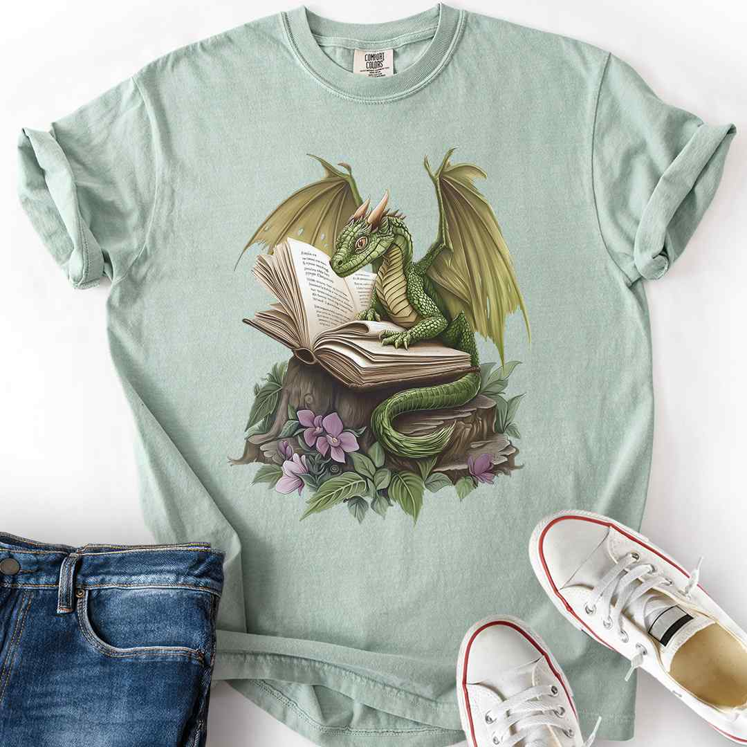 Gentle Green Dragon and Book T-Shirt