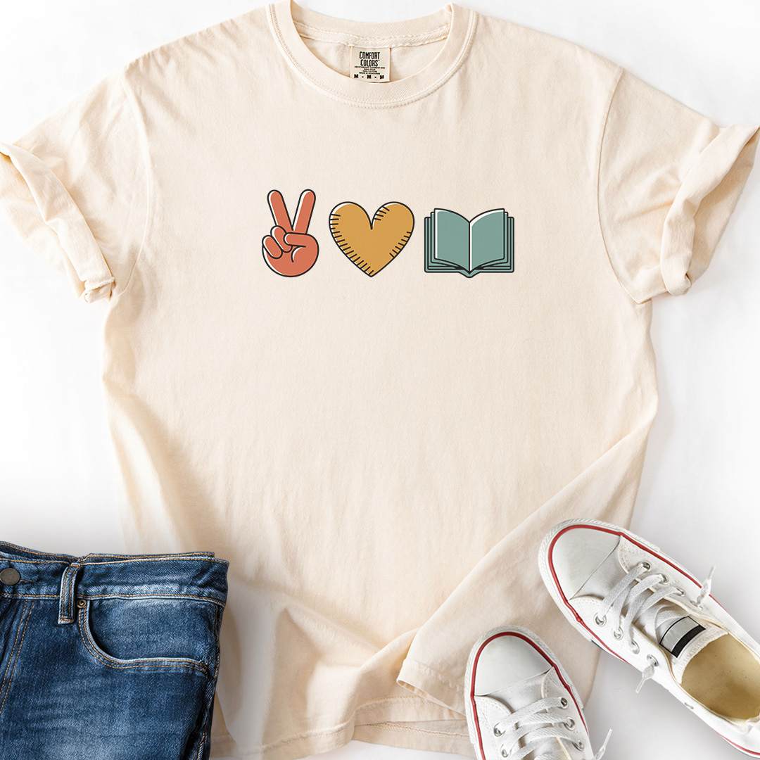 Peace Love Book T-Shirt