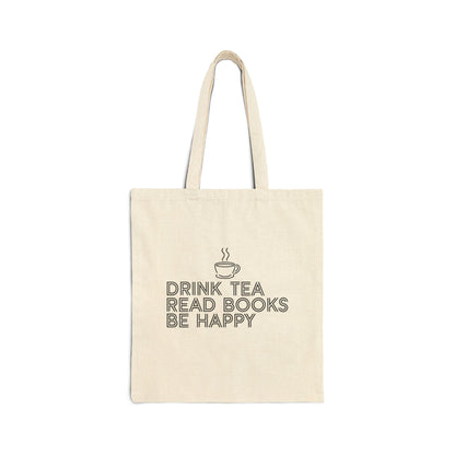 Drink Tea Read Books Cotton Canvas Tote Bag