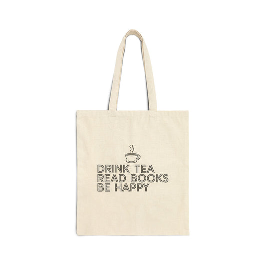 Drink Tea Read Books Cotton Canvas Tote Bag