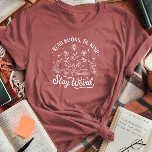 Be Kind Stay Weird Open Book T-Shirt