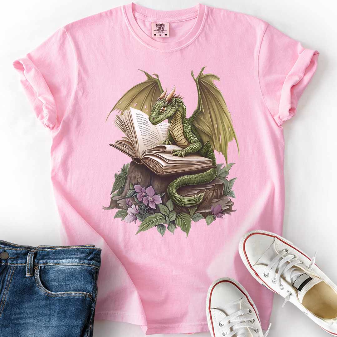 Gentle Green Dragon and Book T-Shirt