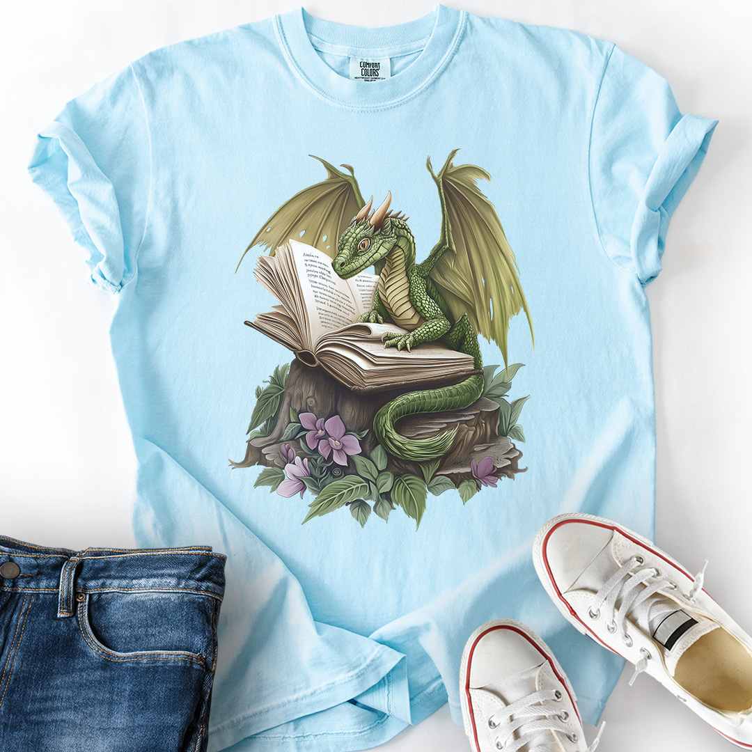 Gentle Green Dragon and Book T-Shirt