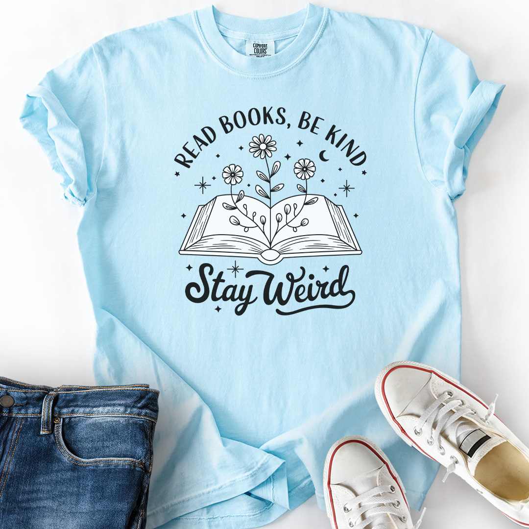 Be Kind Stay Weird Open Book T-Shirt
