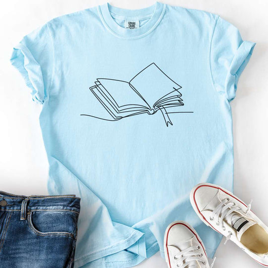 Minimalist Book Line Drawing T-Shirt