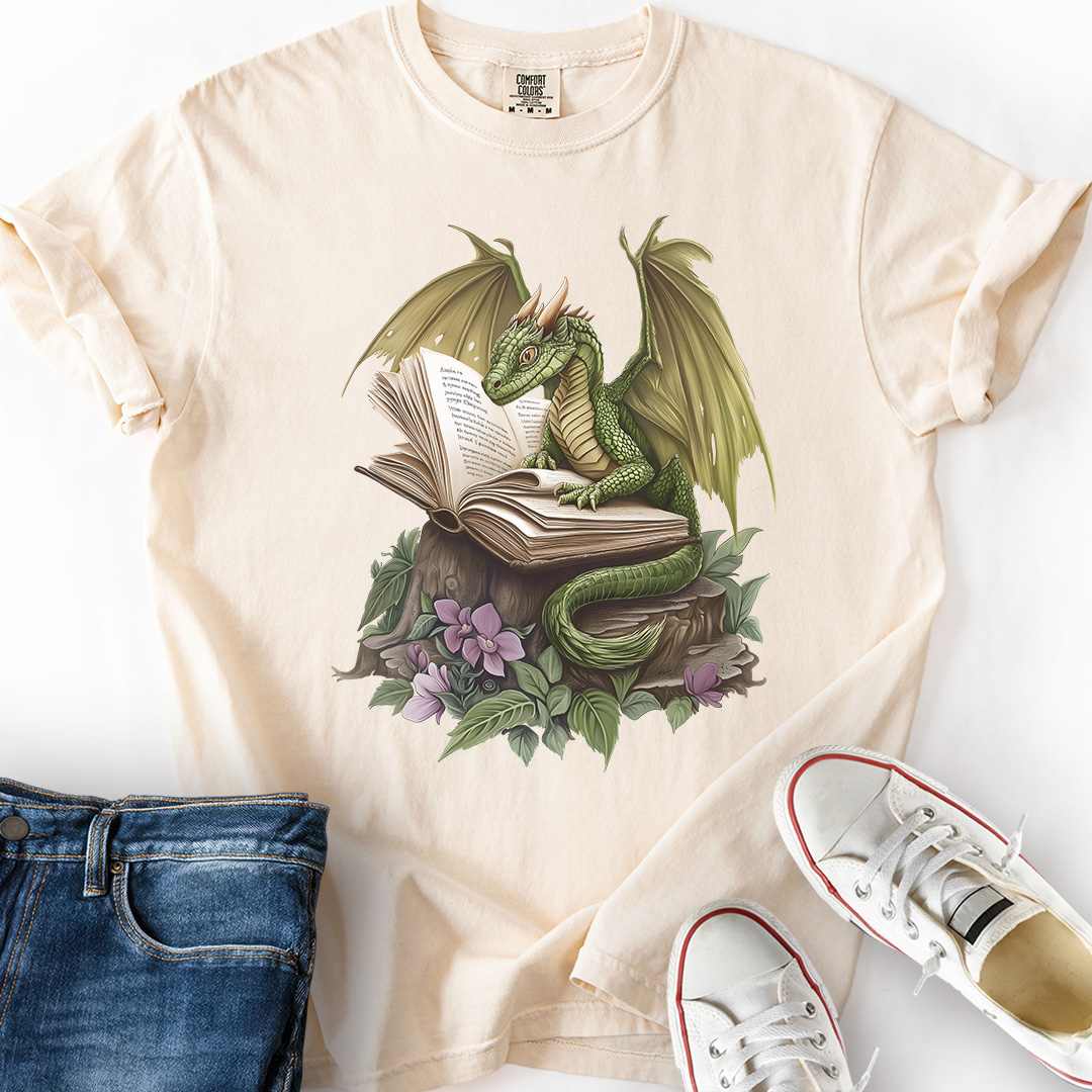 Gentle Green Dragon and Book T-Shirt