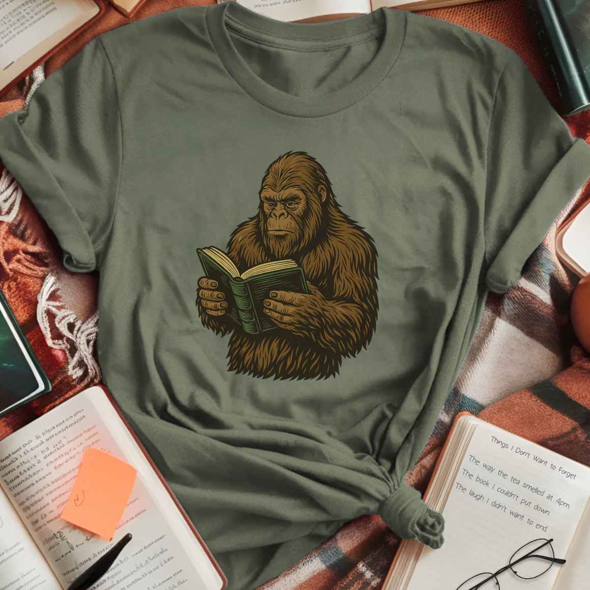 Bigfoot Reads T-Shirt