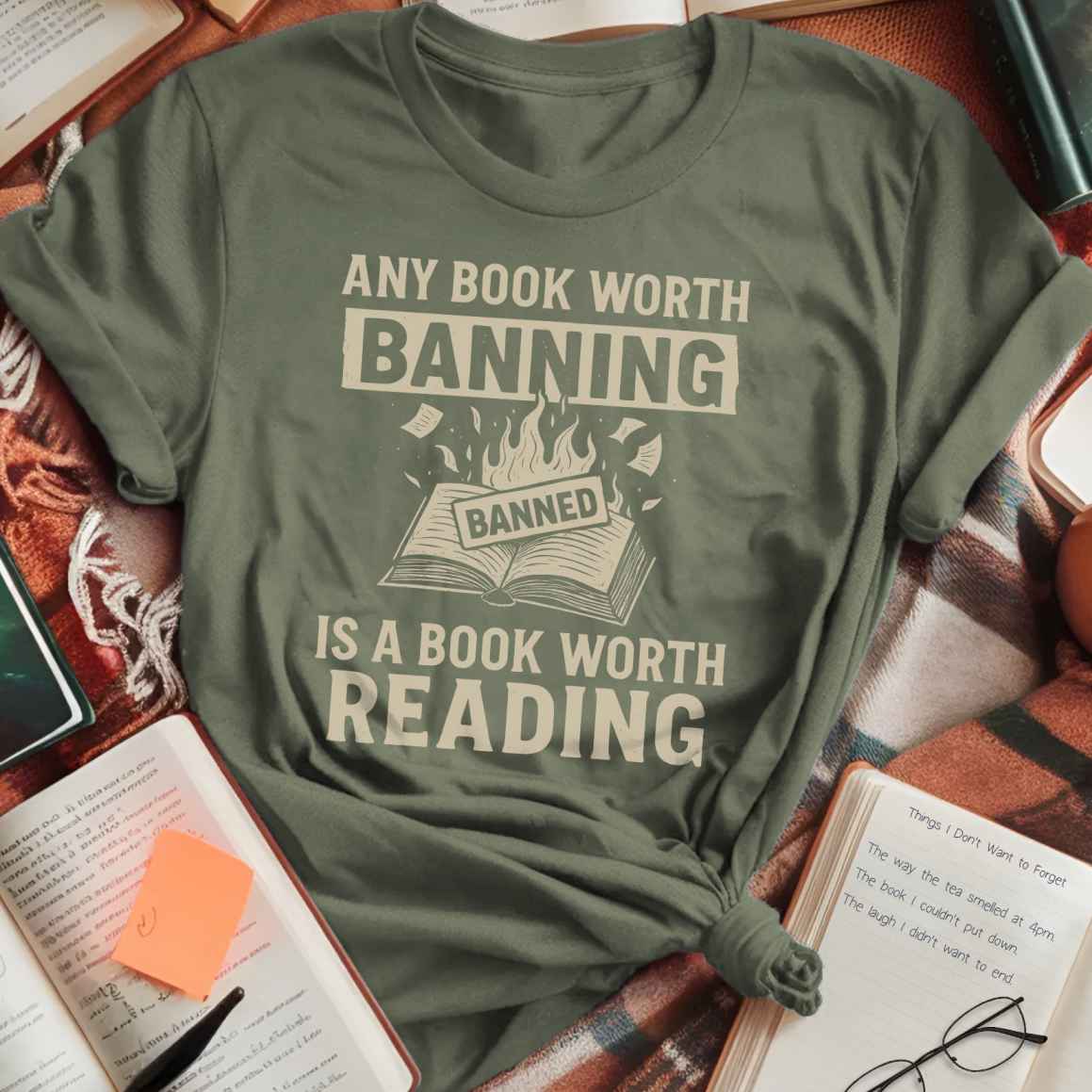 Banned Book on Fire Worth Reading T-Shirt