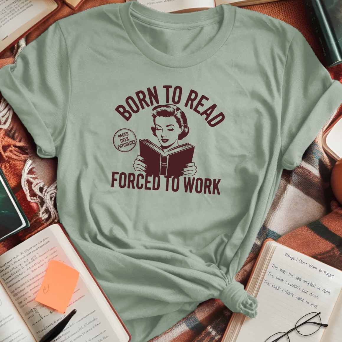 Born To Read Forced To Work Monochrome T-Shirt