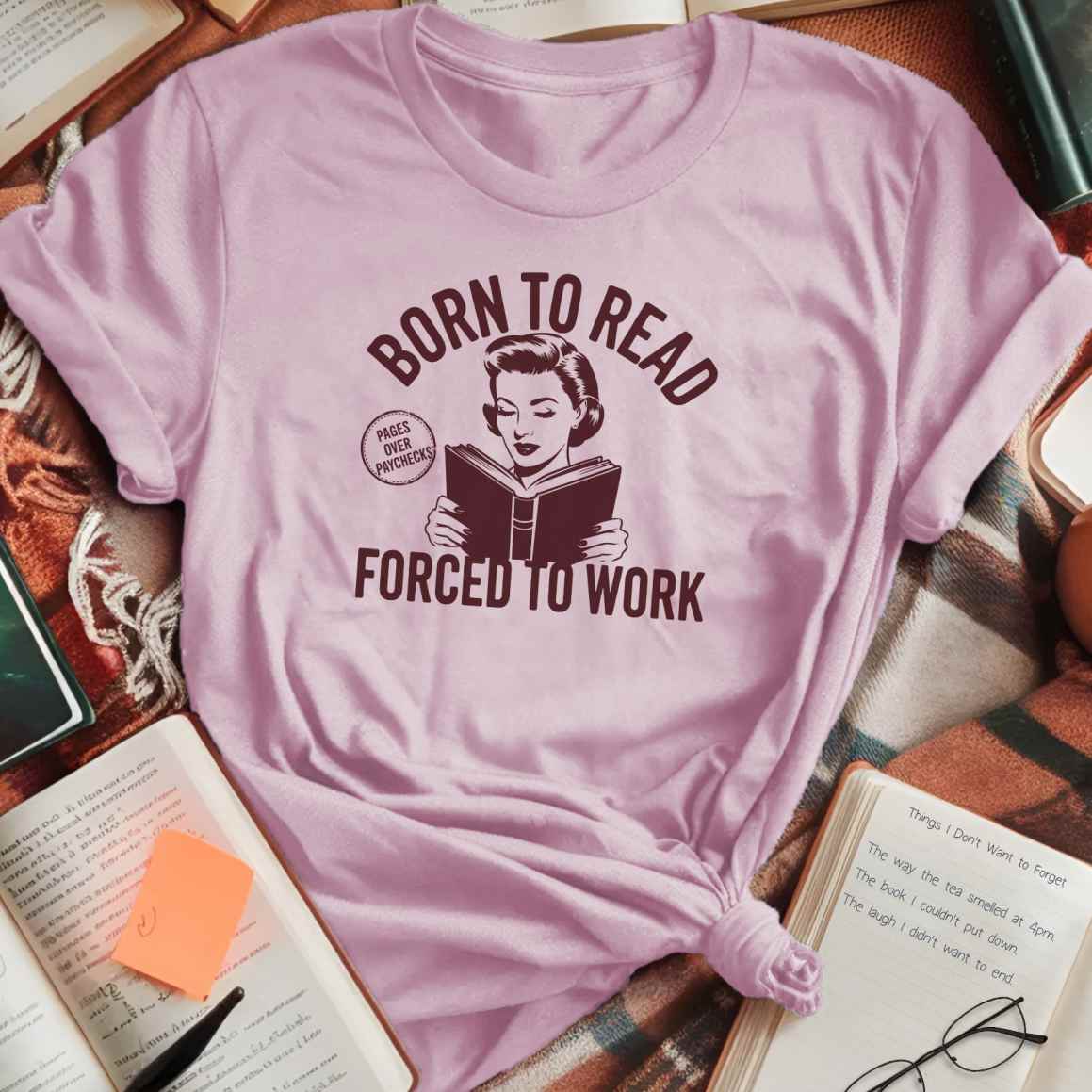 Born To Read Forced To Work Monochrome T-Shirt