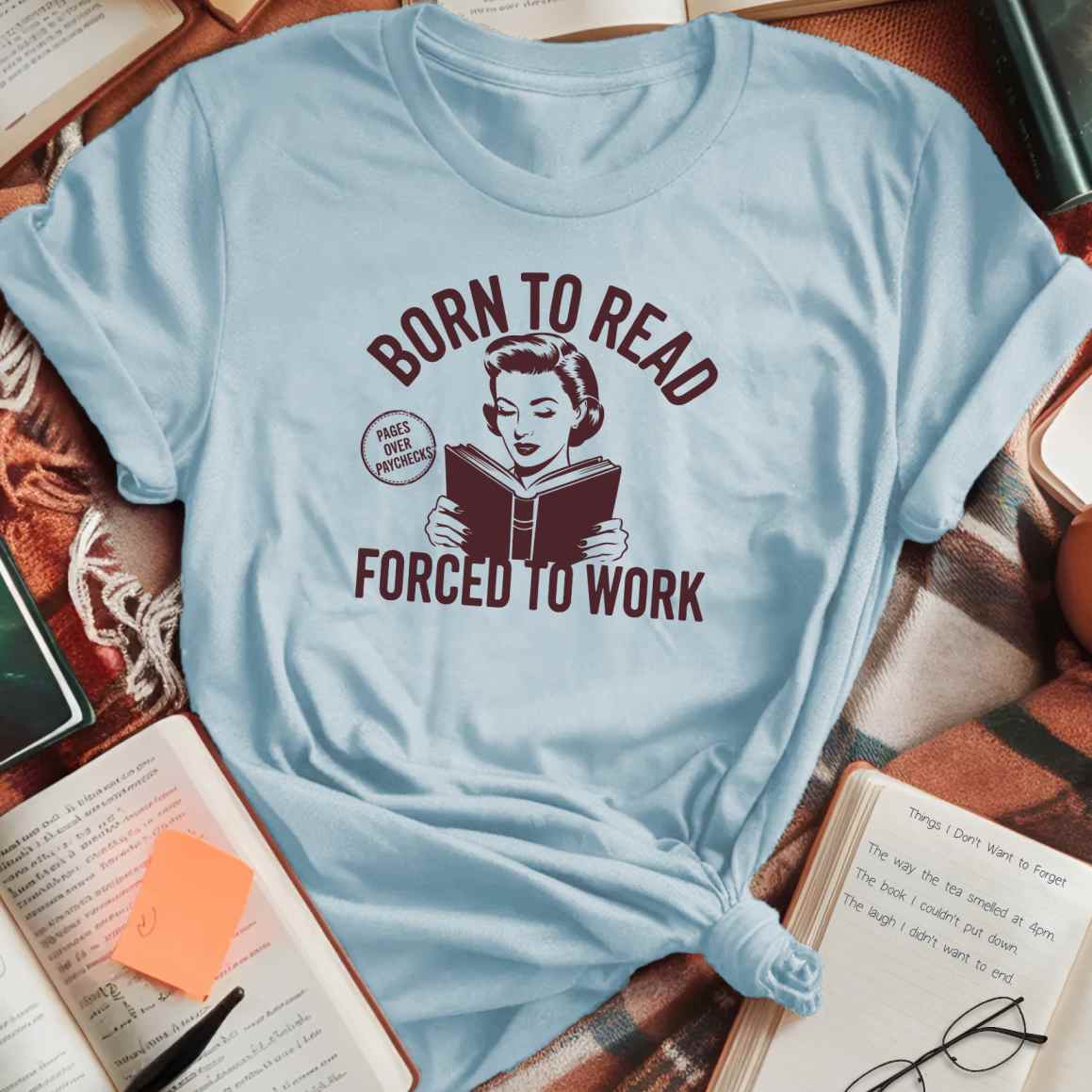 Born To Read Forced To Work Monochrome T-Shirt