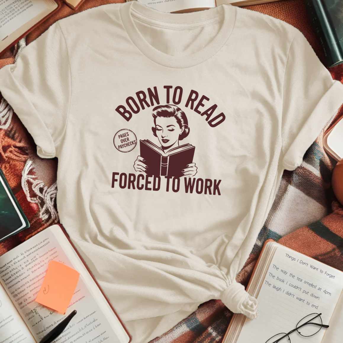 Born To Read Forced To Work Monochrome T-Shirt