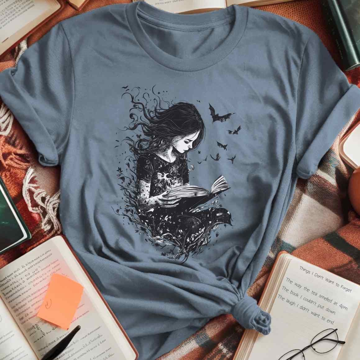 Dark Fantasy Bat-Winged Reader T-Shirt