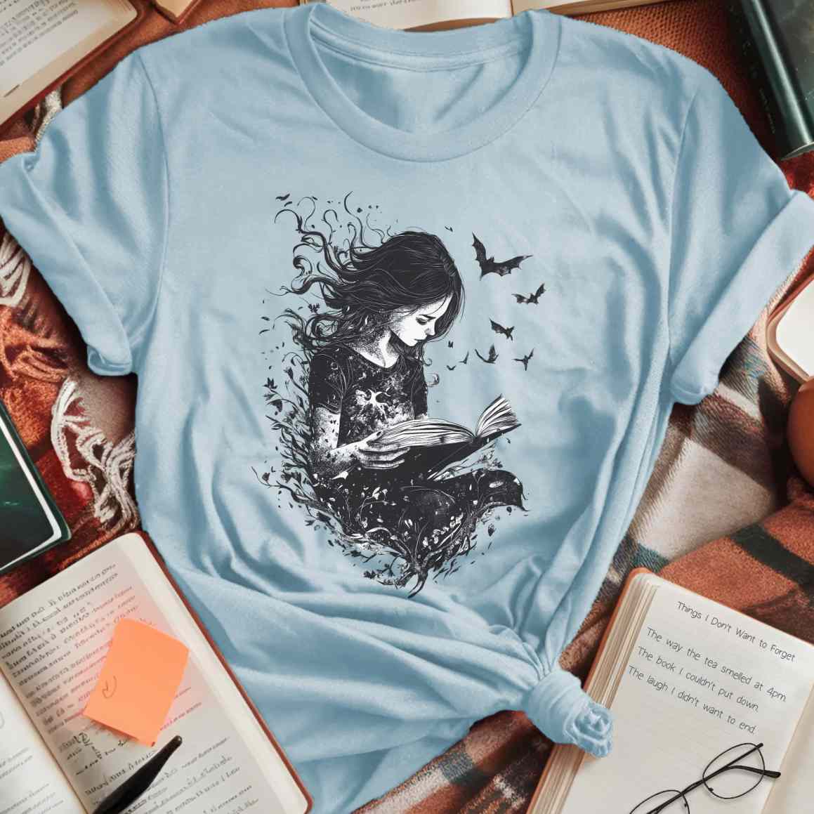 Dark Fantasy Bat-Winged Reader T-Shirt