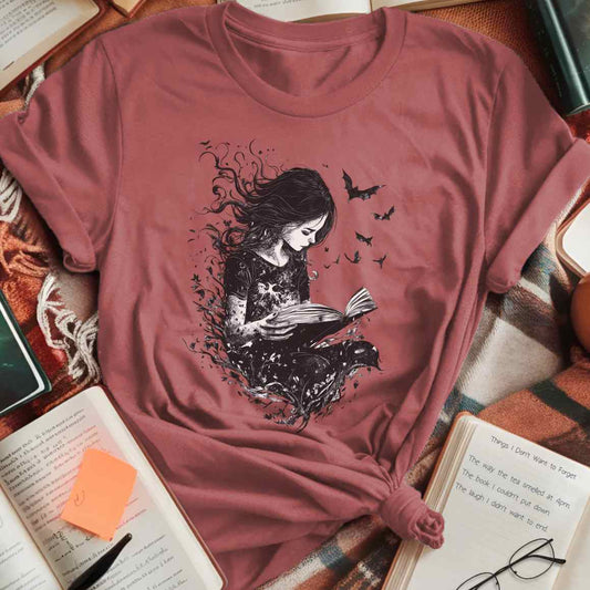 Dark Fantasy Bat-Winged Reader T-Shirt