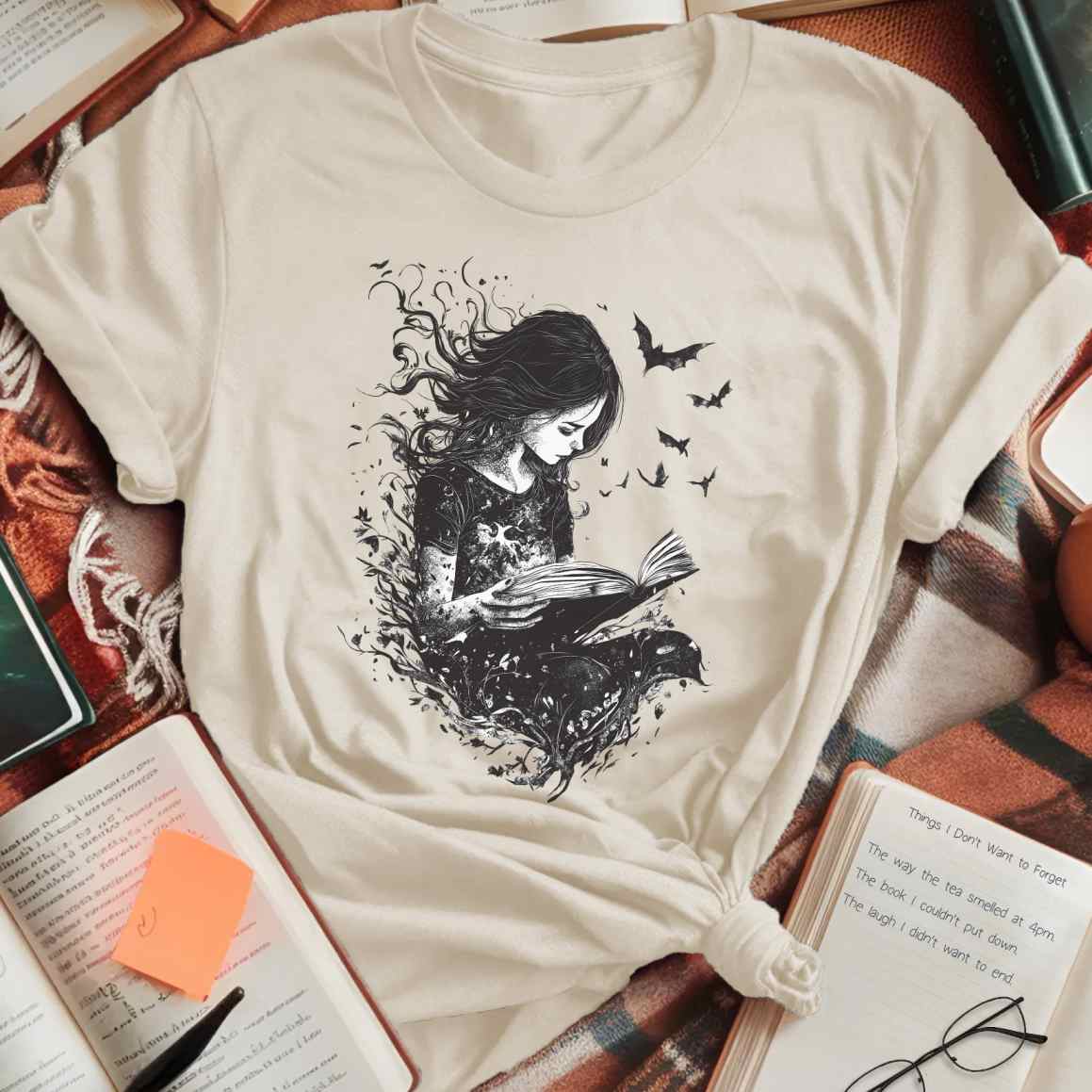 Dark Fantasy Bat-Winged Reader T-Shirt