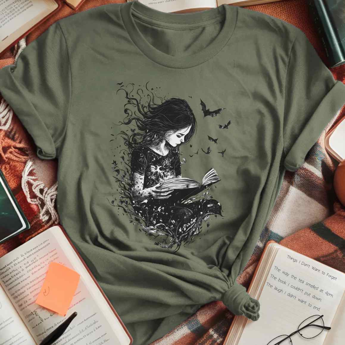 Dark Fantasy Bat-Winged Reader T-Shirt