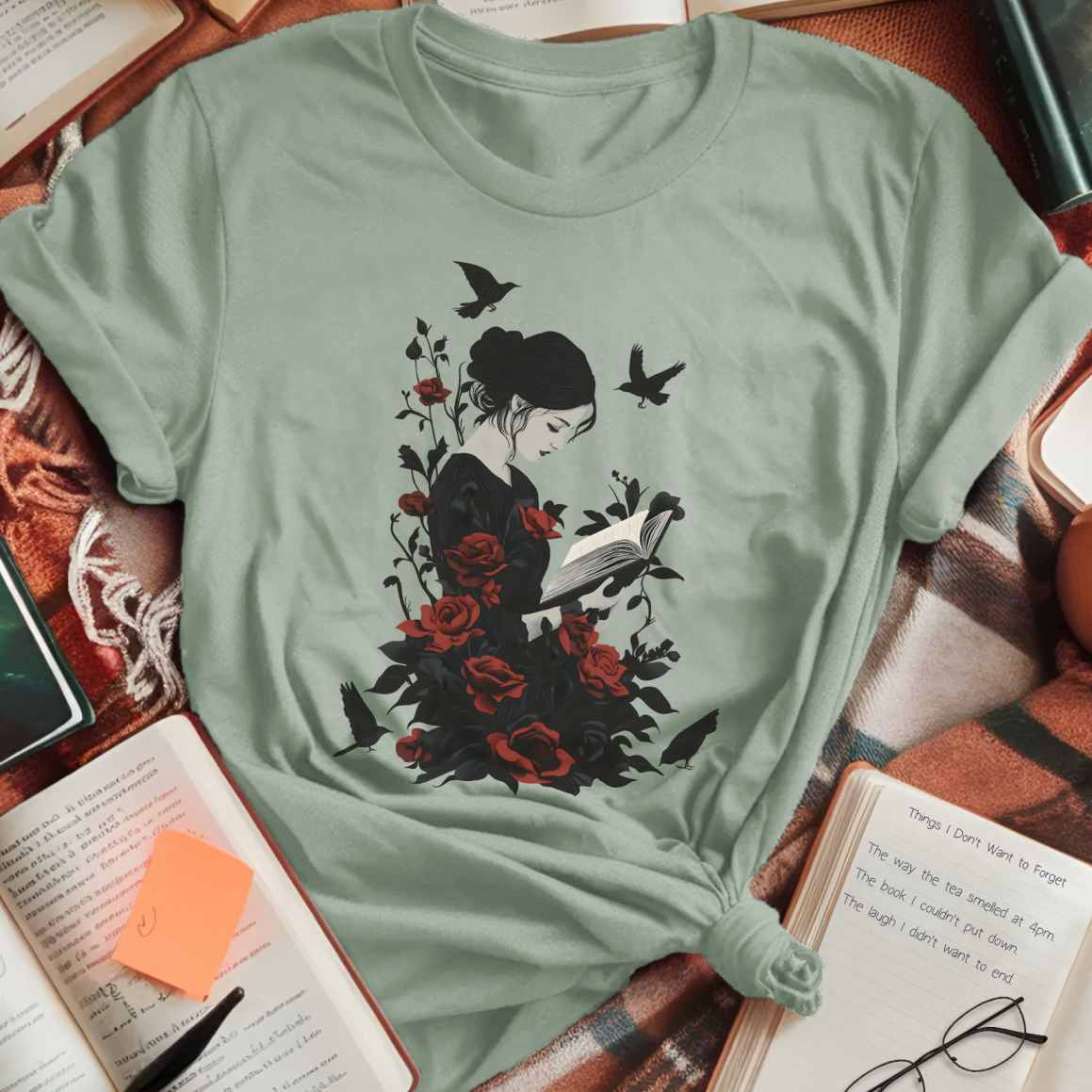 Dark Roses and Books T-Shirt