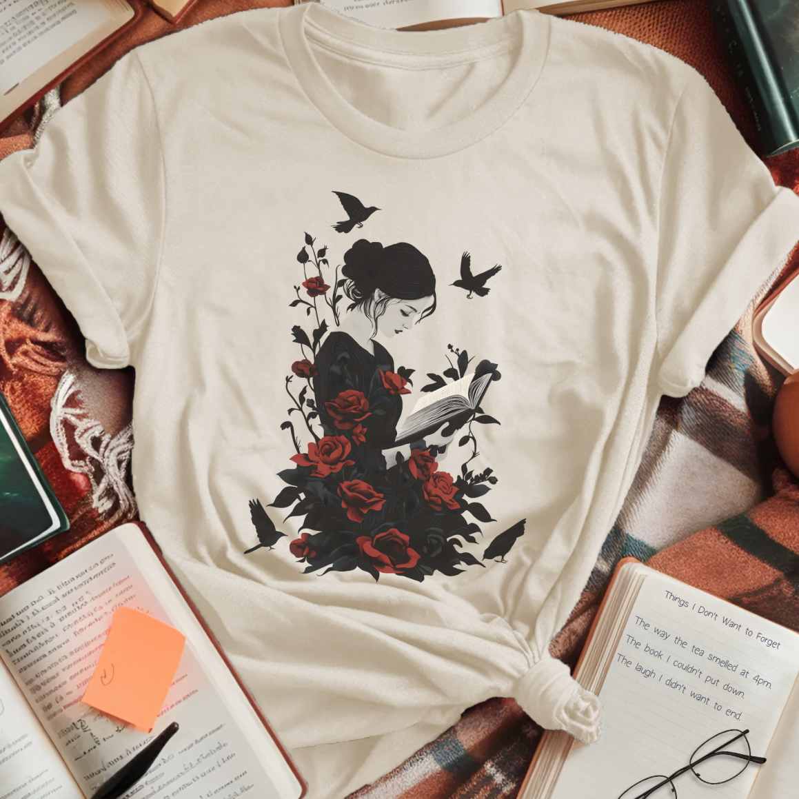 Dark Roses and Books T-Shirt