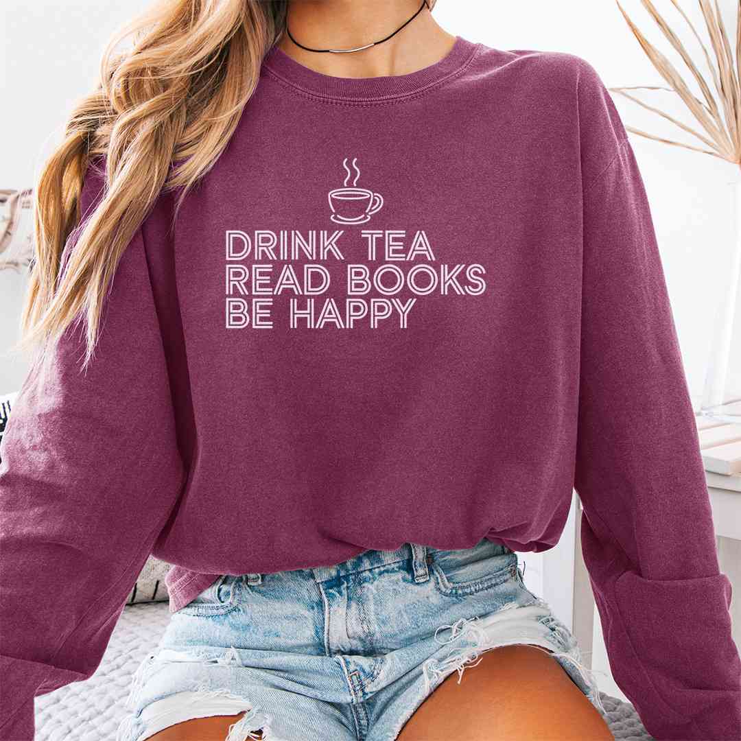 Drink Tea Read Books Long Sleeve Shirt
