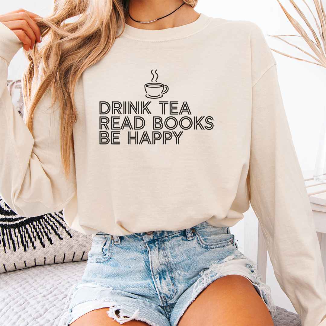 Drink Tea Read Books Long Sleeve Shirt