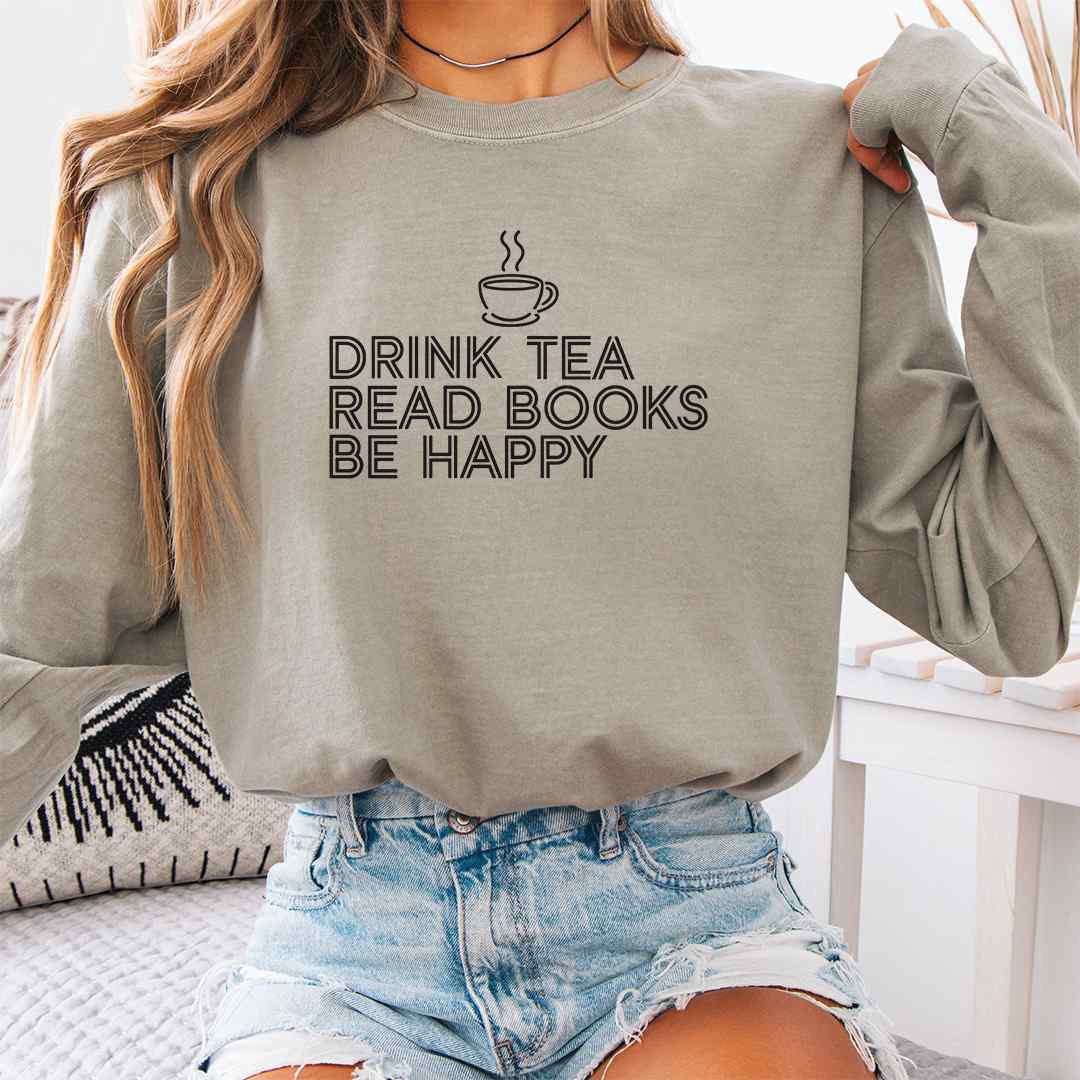 Drink Tea Read Books Long Sleeve Shirt