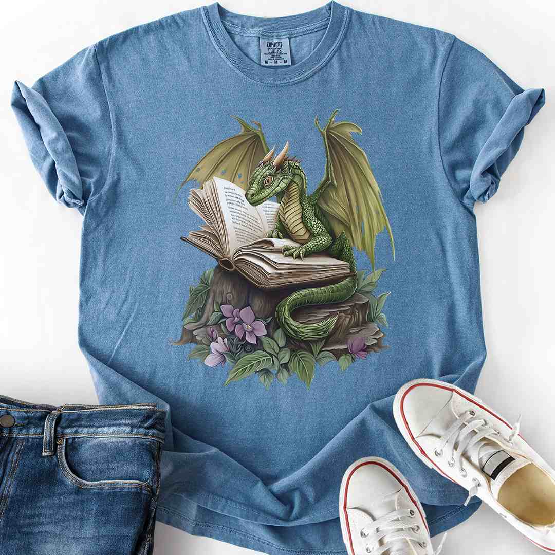 Gentle Green Dragon and Book T-Shirt