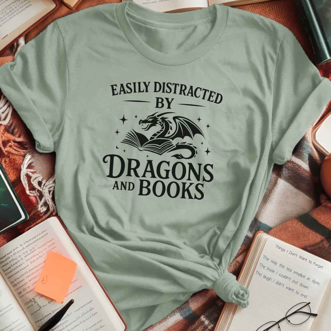 Distracted by Dragons and Books T-Shirt