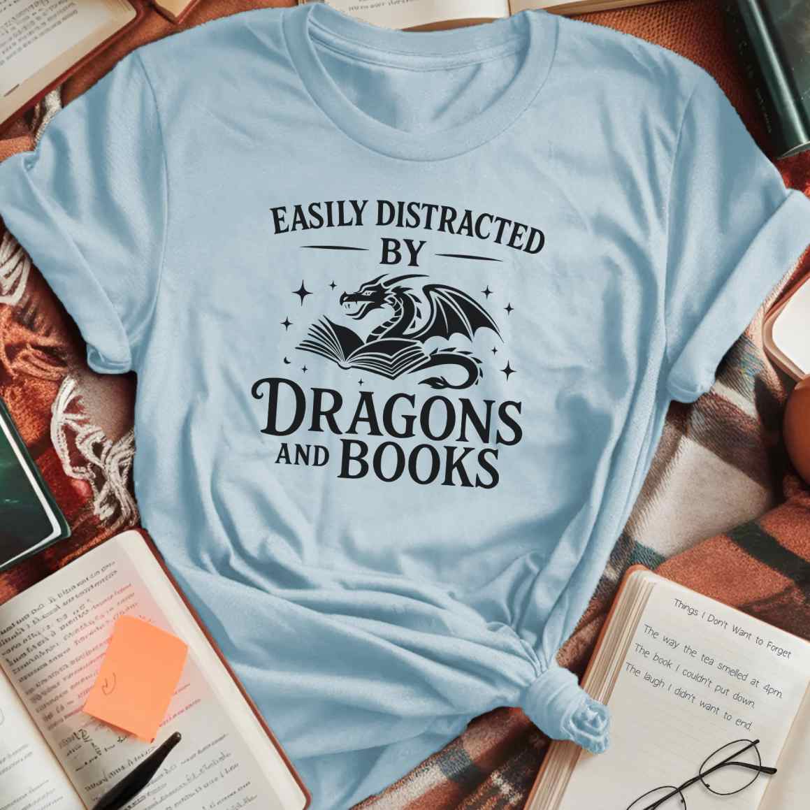 Distracted by Dragons and Books T-Shirt