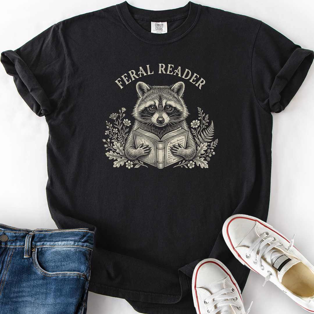Feral Reader Raccoon-01 T-Shirt